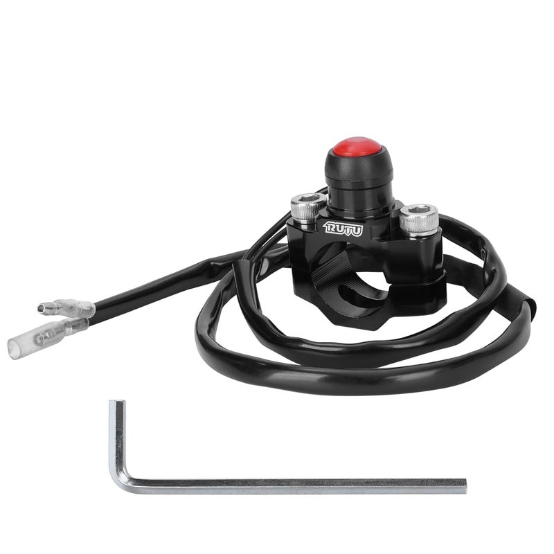 RUTU CNC Universal Motorcycle Engine Stop Start Kill Switch Button with Mounting Backplate for KLX450 KLX250 KLX110 CR125 CRF250 CRF450 XR250 ATV,Dirt Pit Bike,Scooter,Quad - Black - Image 1